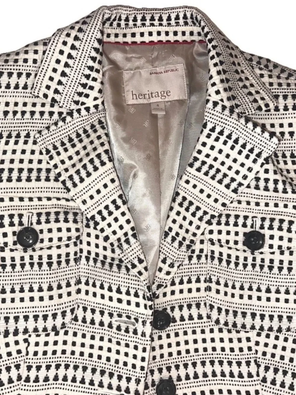 Banana Republic Heritage Printed Blazer Jacket Sz 4